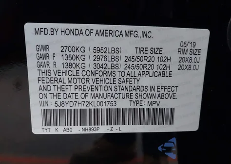 2019 Acura Mdx Sport Hybrid W/Advance Pkg из США, поврежденный, VIN 5J8YD7H72KL001753